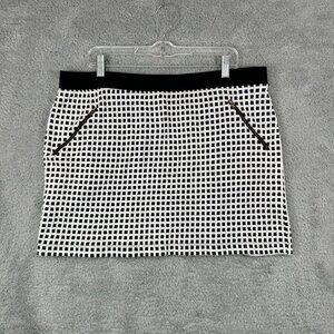 Lou & Grey‎ Skirt Black White Pockets Zippers Size Extra Large XL